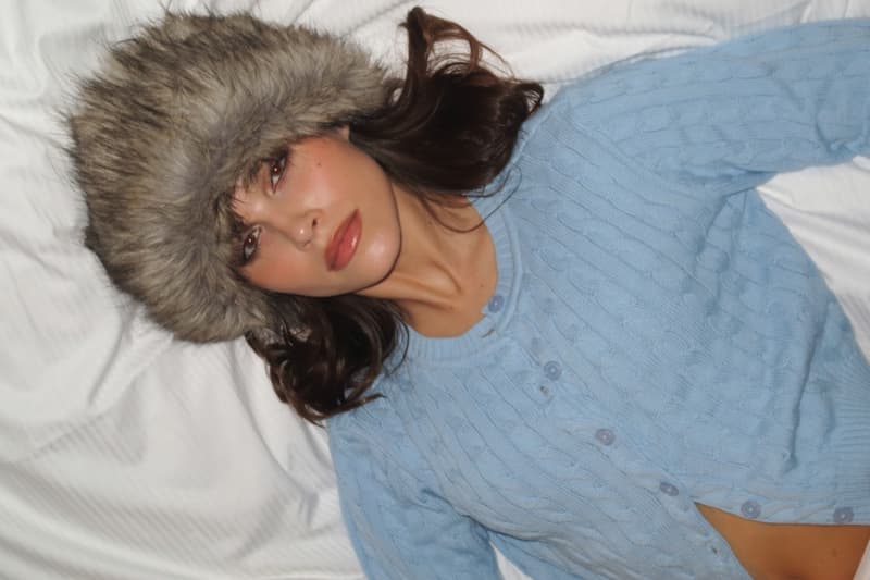 frankies bikinis polaroid girl fluffy hat bed 