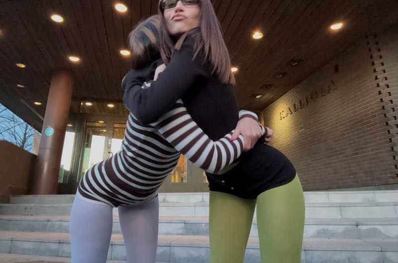 frankies bikinis polaroid girl fluffy hat bed 