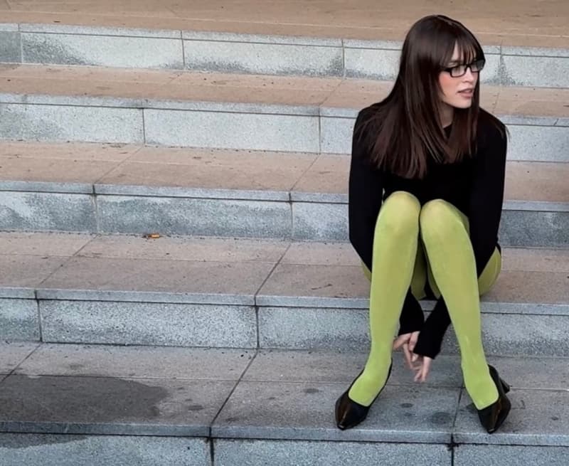 frankies bikinis polaroid girl fluffy hat bed 