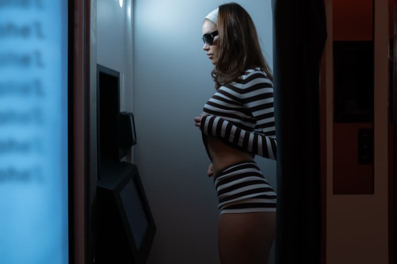 frankies bikinis polaroid girl fluffy hat bed 