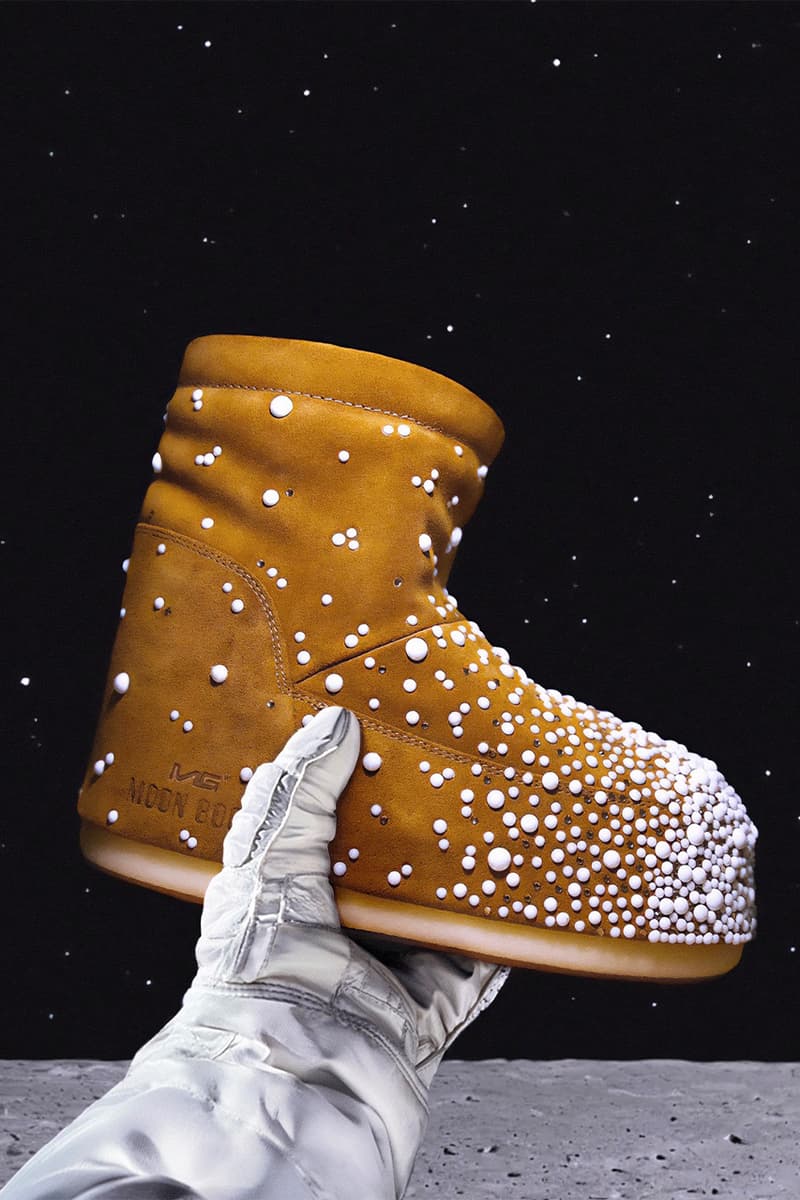 Moon Boot, Mattias Gollin, Collaborations, Boots, Flakes, Sand, Cognac, Brown, White