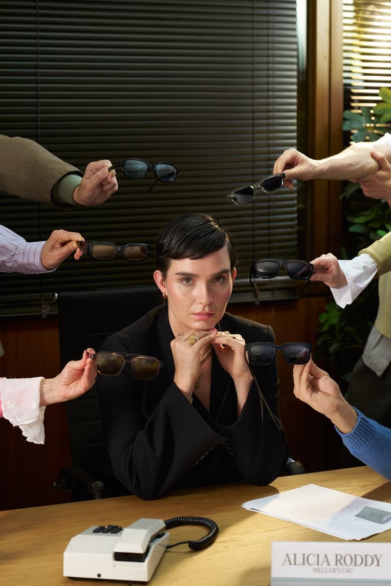 meller sunglasses office environment alicia roddy influencer photoshoot work