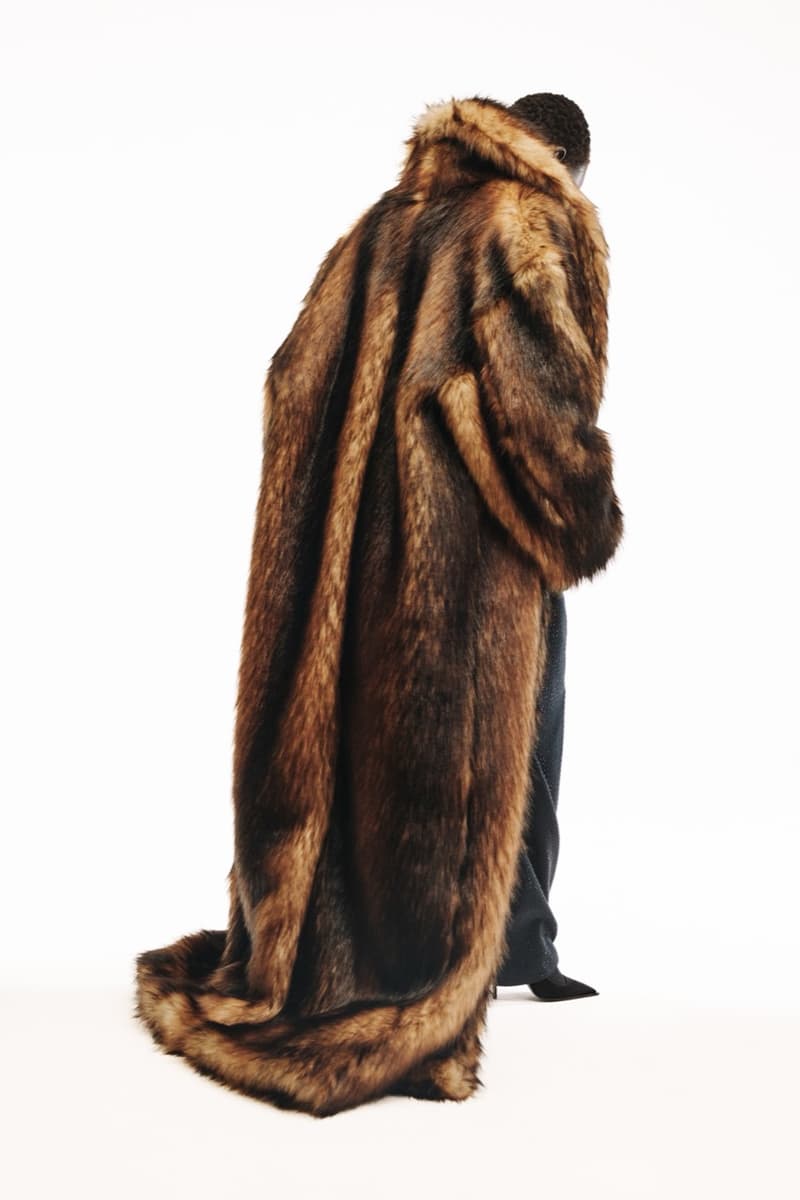 david koma woman girl red background tassels black dress leather pants bra