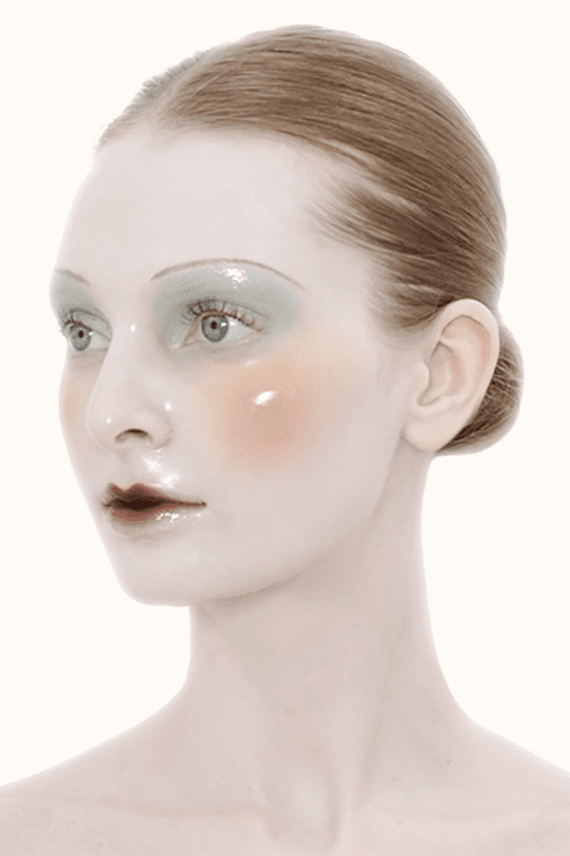 woman wearing new pat mcgrath labs product, glass skin, glass 001 artistry mask, beauty, makeup review, maison margiela, fashion week