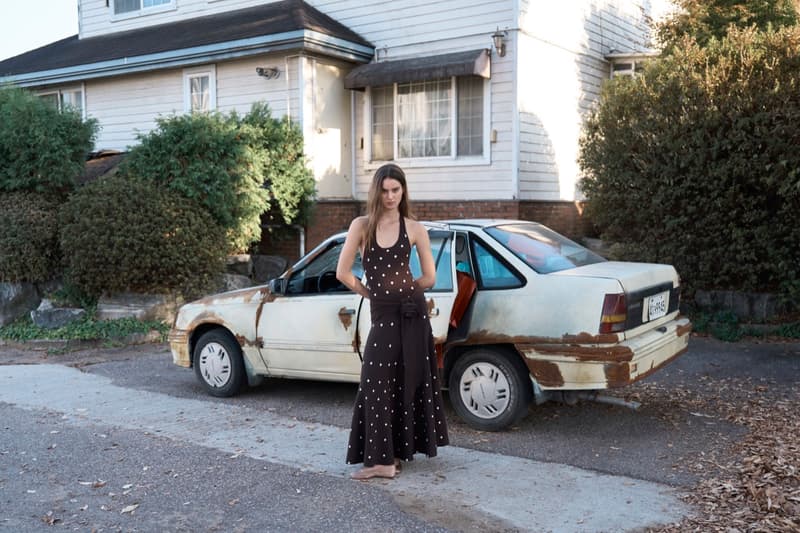 urban sophistication clothing polka dot dress woman car sheer fabric 