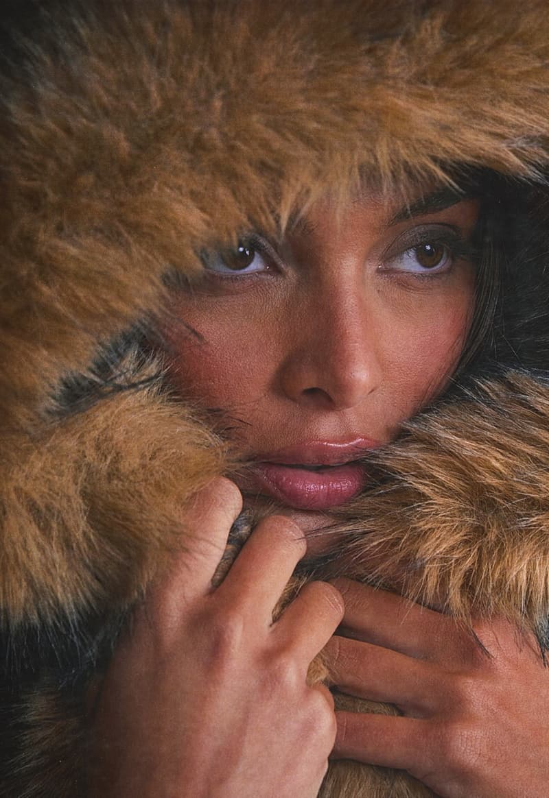 guess usa distressed denim fur boots jacket woman naked body nude