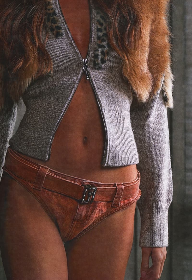 guess usa distressed denim fur boots jacket woman naked body nude