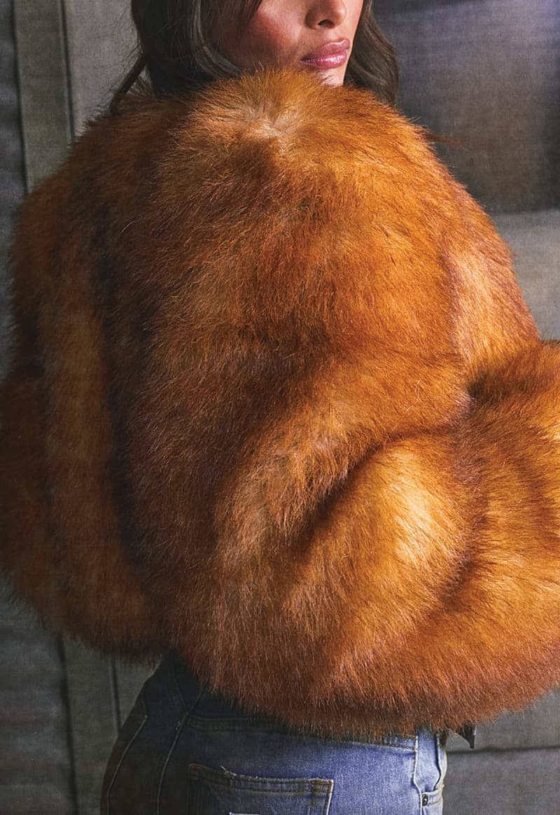 guess usa distressed denim fur boots jacket woman naked body nude