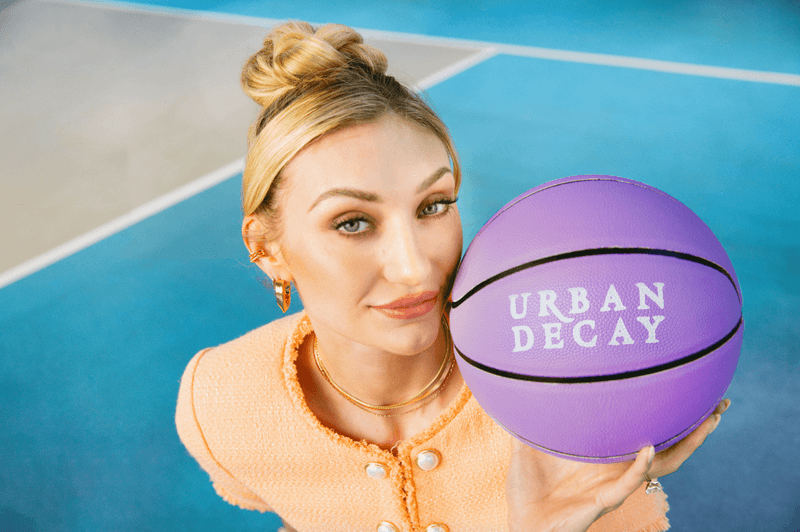 cameron brink applying urban decay face bond illuminizer, makeup, interview, basketball, wnba, beauty