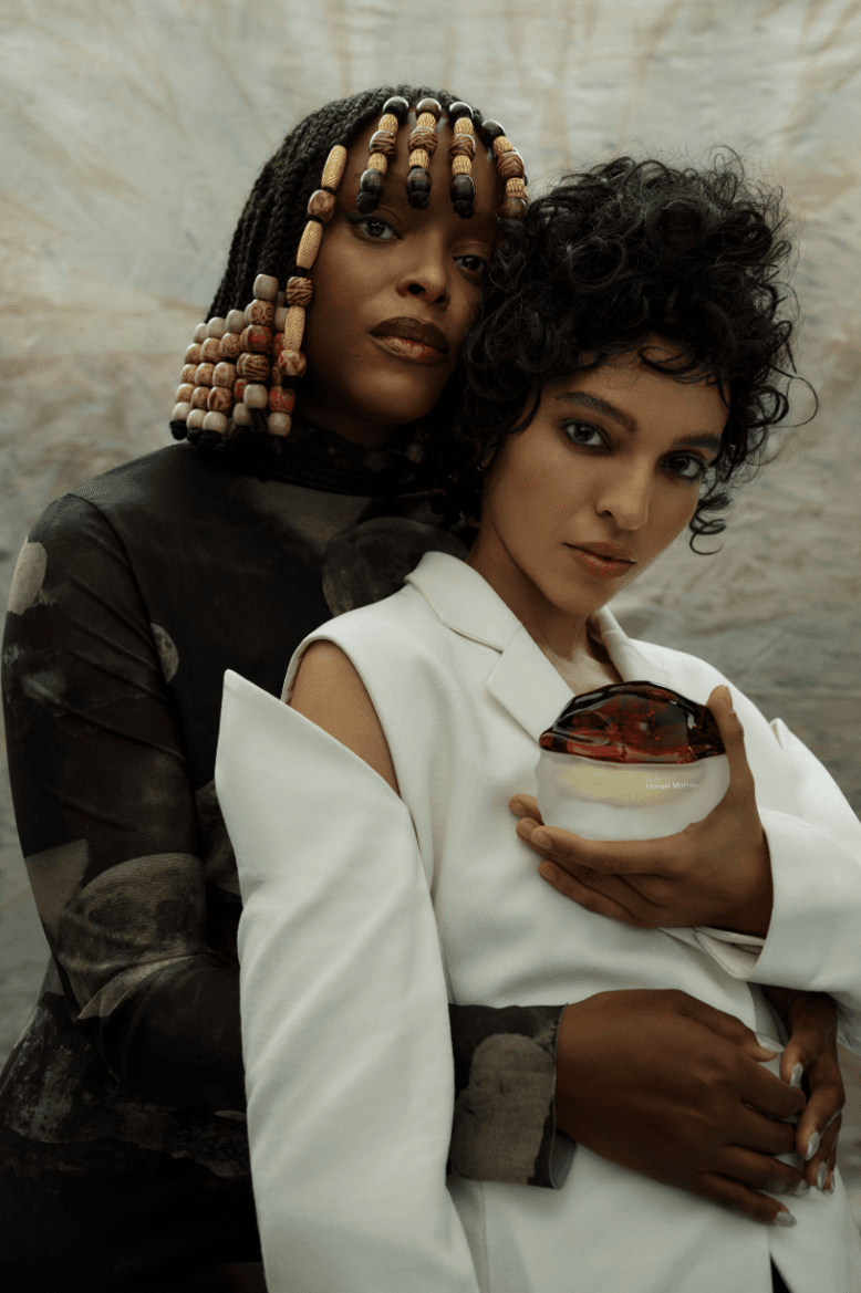 manuel mathieu holding his own sculptural fragrances, perfume, scent, art, beauty