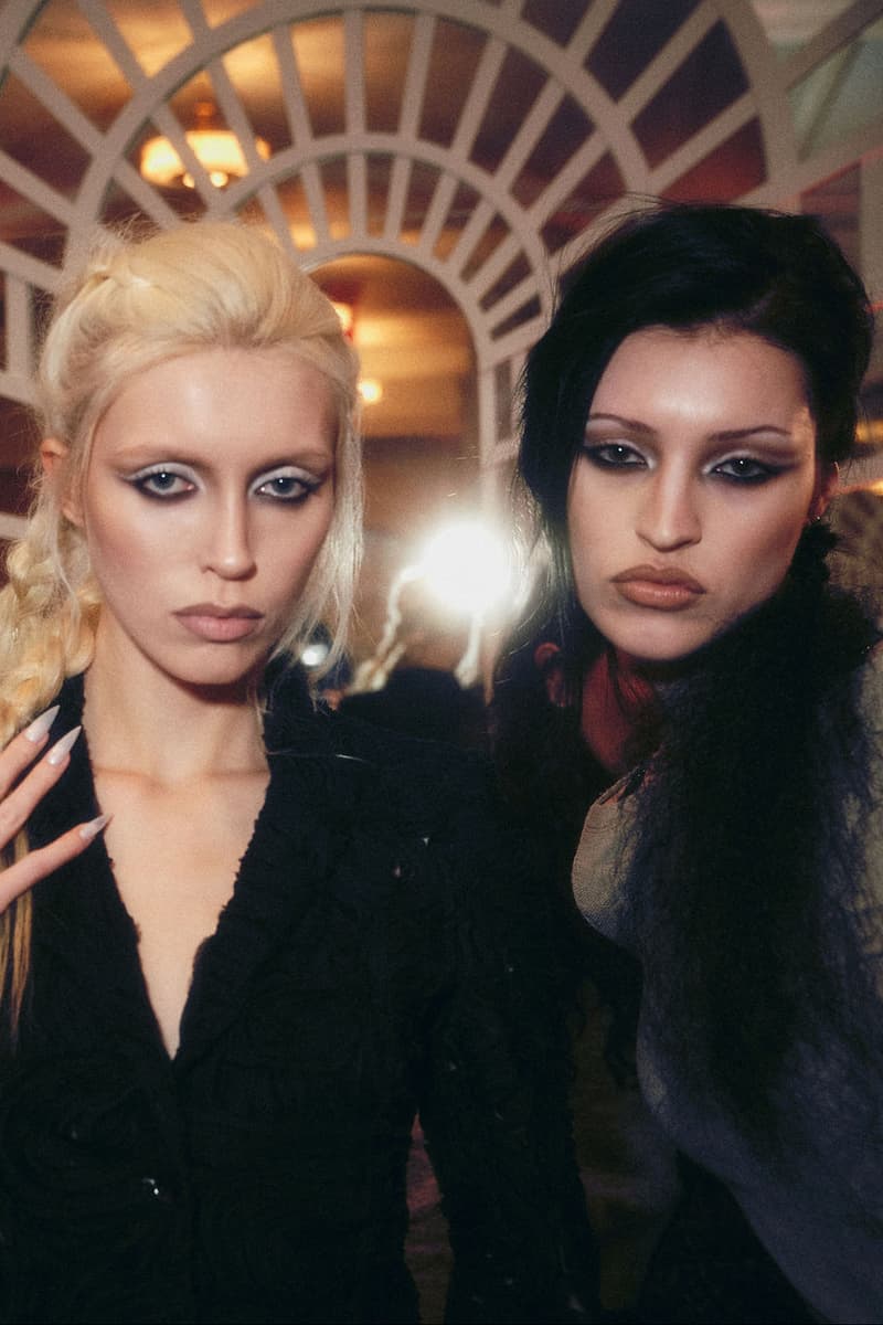 models backstage at kim shui doing their makeup, hair, nails, mac cosmetics, romero jennings, duomo hair