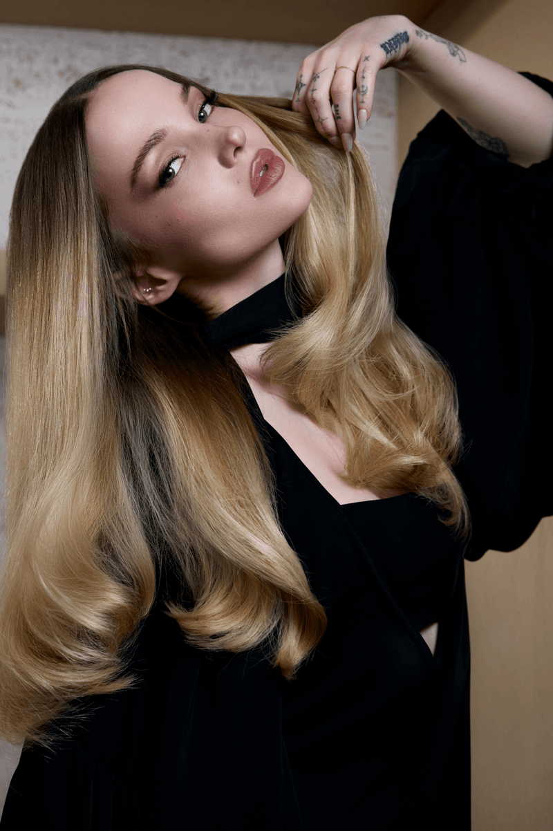 dove cameron posing with schwarzkopf products, blonde haircare, hair campaign, music, beauty