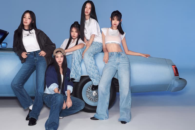 newjeans kpop girls calvin klein denim jeans shirts hanni minji haerin danielle hyein