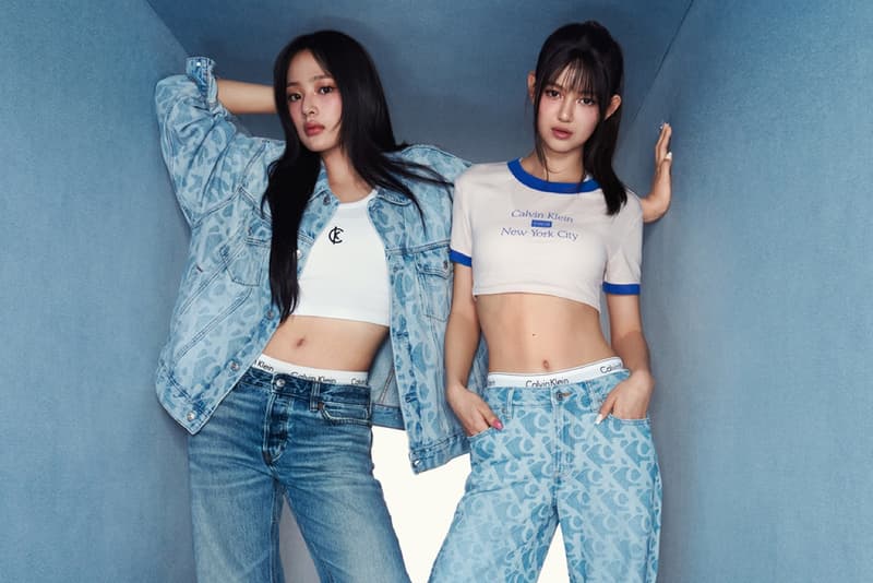 newjeans kpop girls calvin klein denim jeans shirts hanni minji haerin danielle hyein