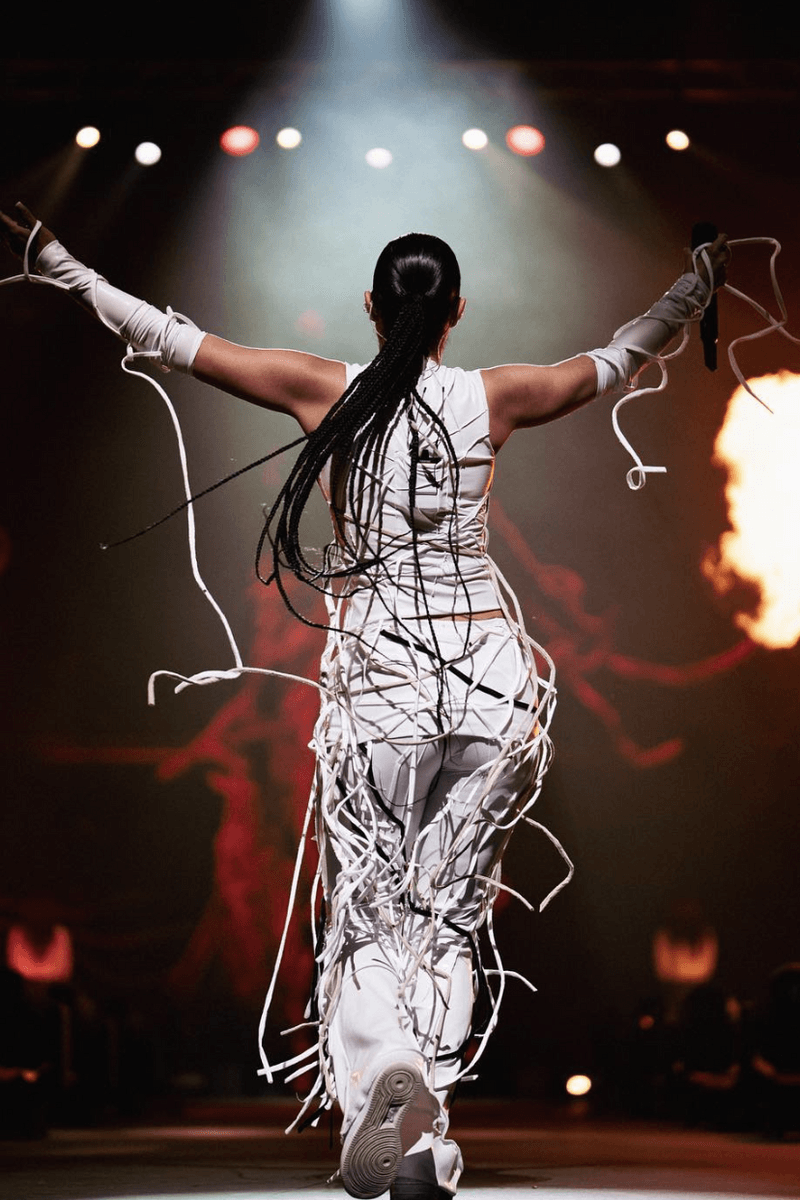 photo of zeina with curly long hair and denim top, arab artist, nyxtape, nyx cosmetics, makeup, beauty