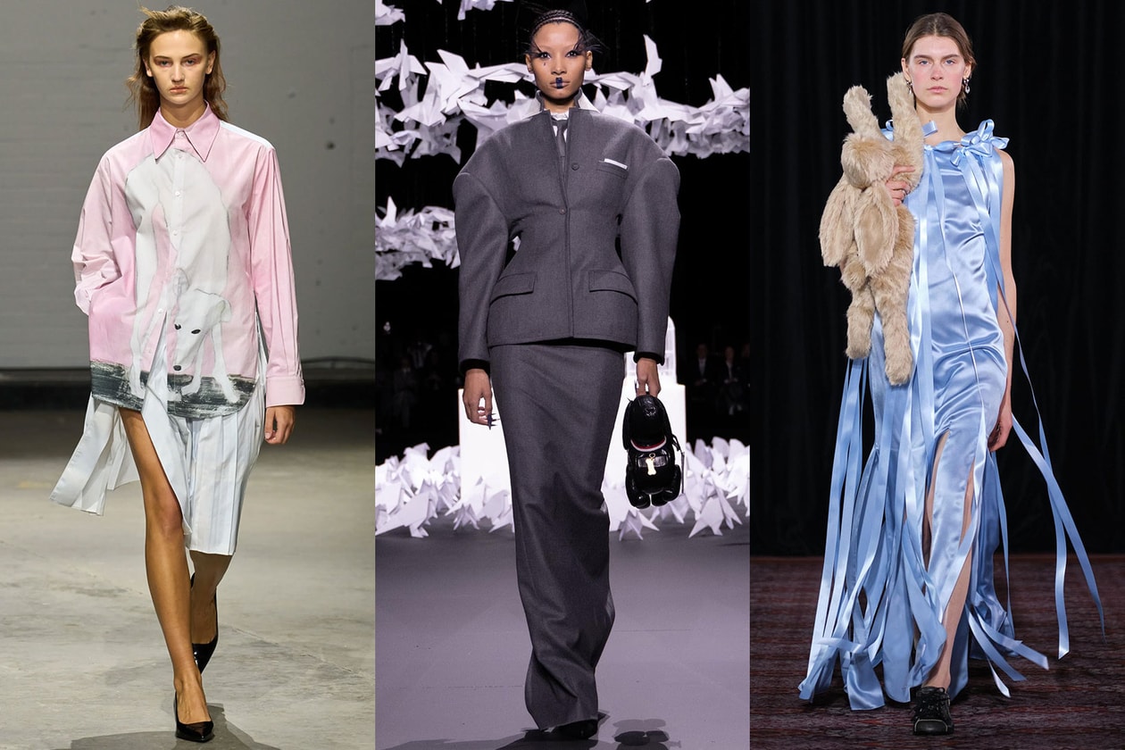 fashion week trends sequin slogans sheer tops colorful tights animals bunnies simone rocha london