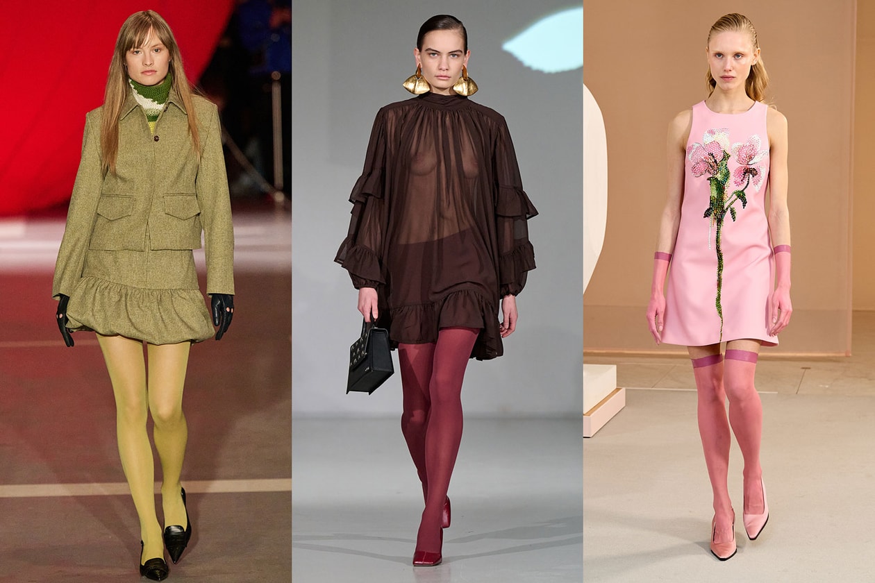 fashion week trends sequin slogans sheer tops colorful tights animals bunnies simone rocha london