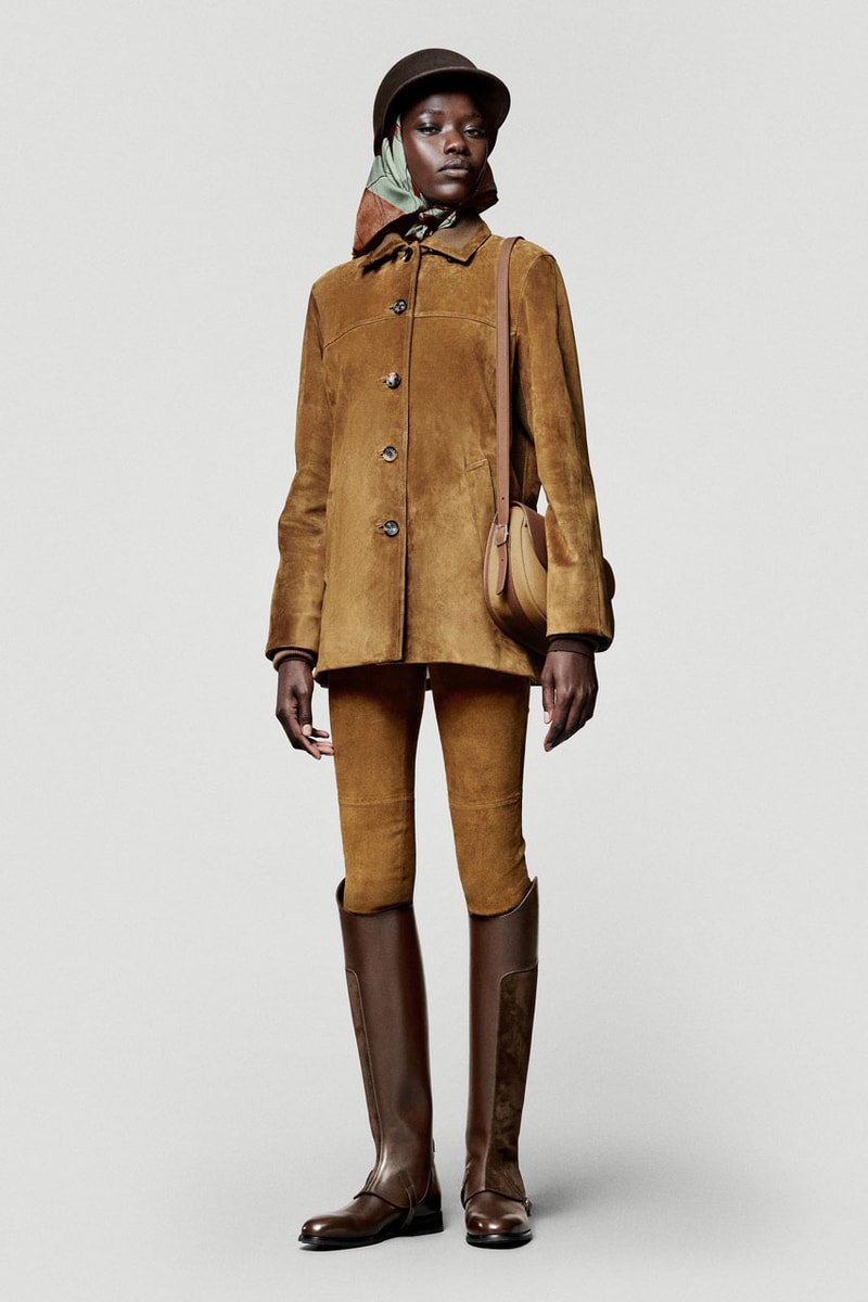 loro piana fall winter 2025 2026 horse riding equestrian milan fashion week kiosk hunting jacket jophpur needle bag tweed hats pantskirt argentina 