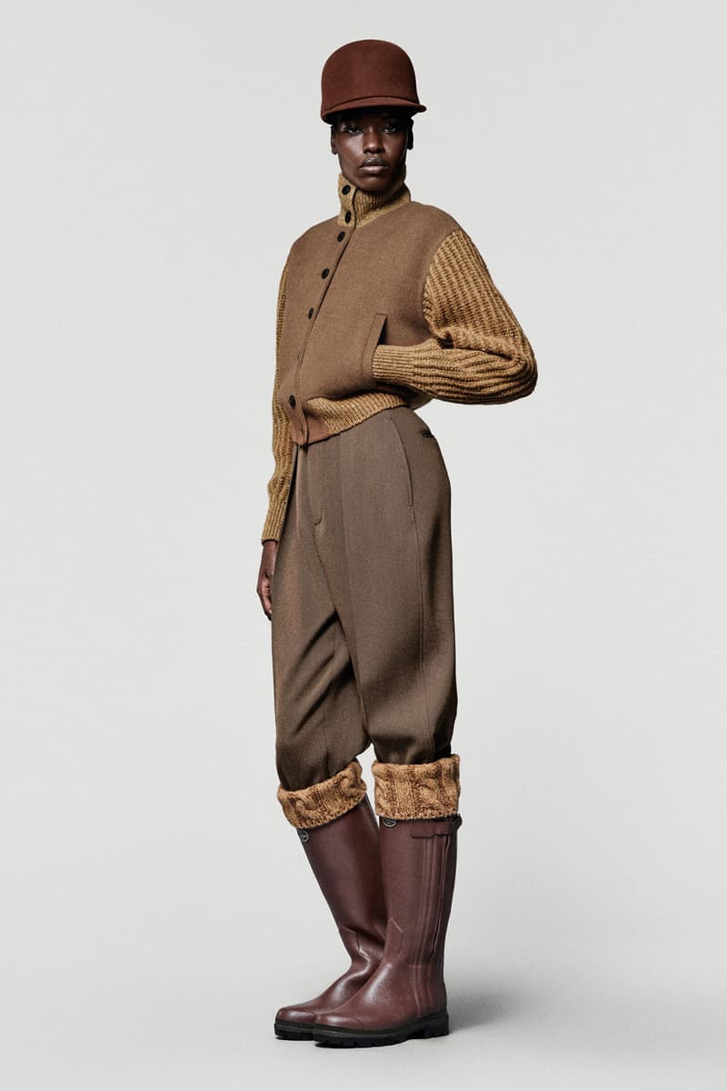 loro piana fall winter 2025 2026 horse riding equestrian milan fashion week kiosk hunting jacket jophpur needle bag tweed hats pantskirt argentina 