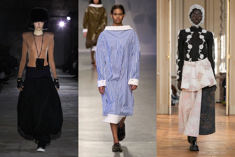paris runways models paloma wool mcqueen ruffles red gown sheer clothing bodies women 
