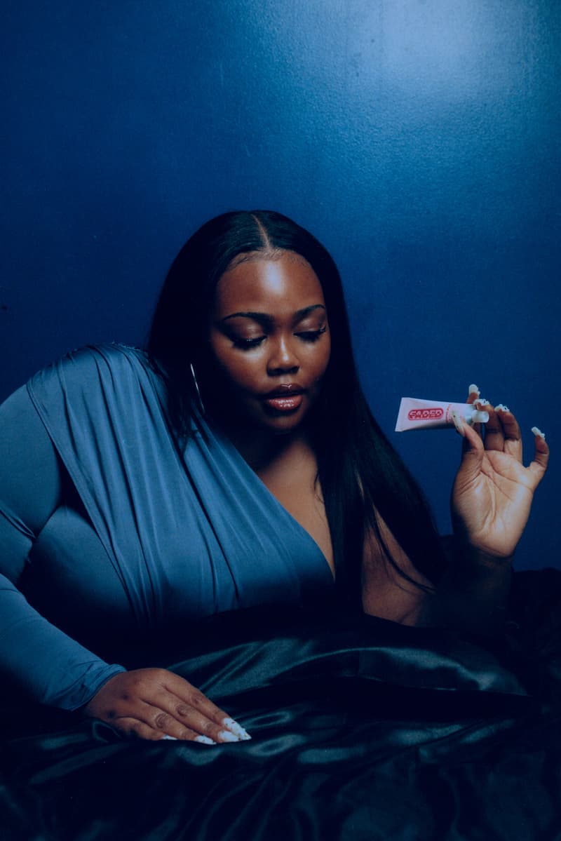 women driving in a car with a topicals serum, campaign skincare relaunch, beauty