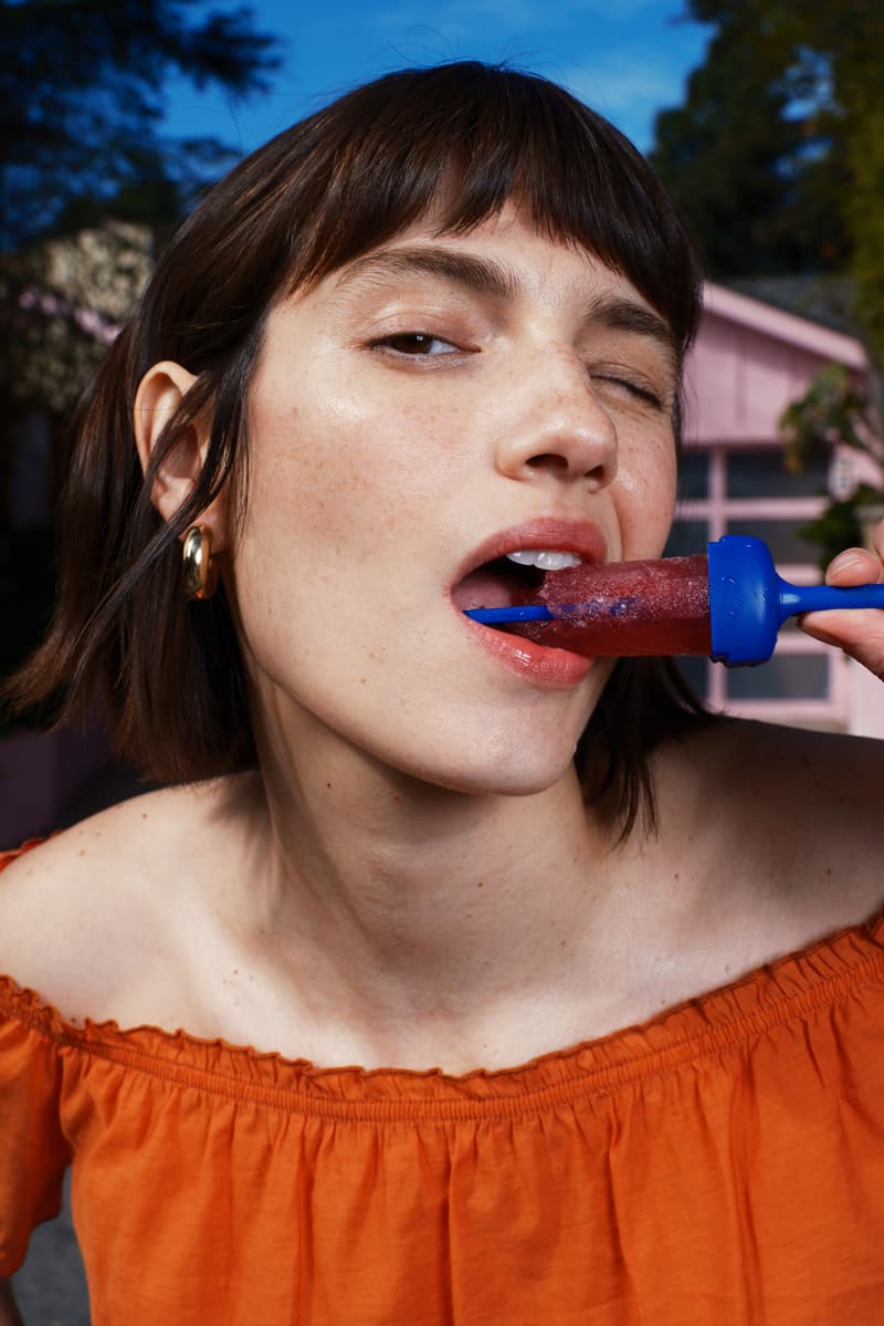 woman relaxing in blow up pool with new good weather skin sunscreen, luxury sun care, skincare, beauty