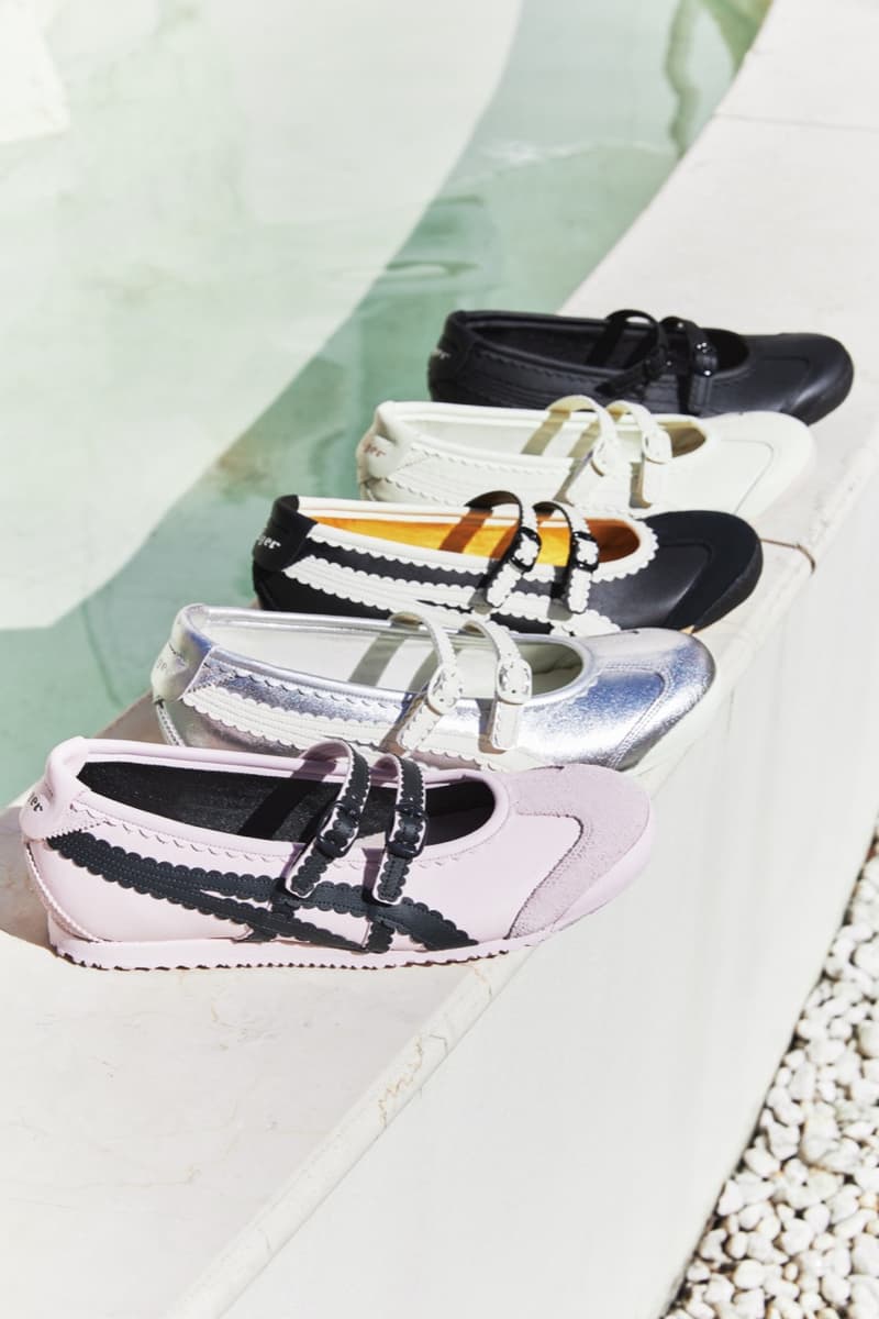 onitsuka tiger mexico 66 sneaker mary jane ballet pump silver white black pink blue tights legs