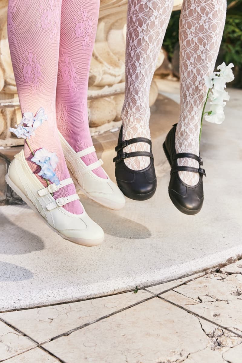 onitsuka tiger mexico 66 sneaker mary jane ballet pump silver white black pink blue tights legs