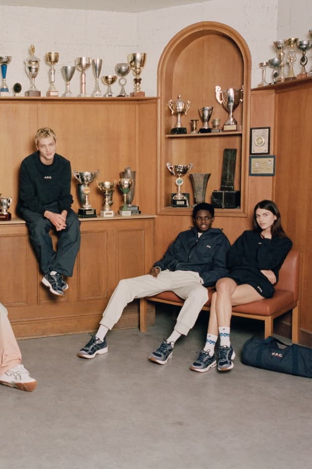 apc asics tennis sneakers black white sports clothes track suits jackets pants ombre court logo