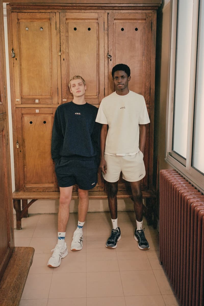 apc asics tennis sneakers black white sports clothes track suits jackets pants ombre court logo