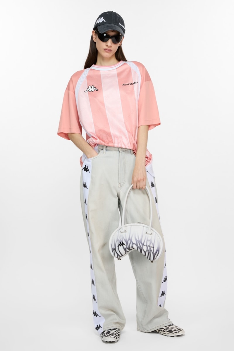acne studios kappa football shirts retro sports shorts pink top caps models
