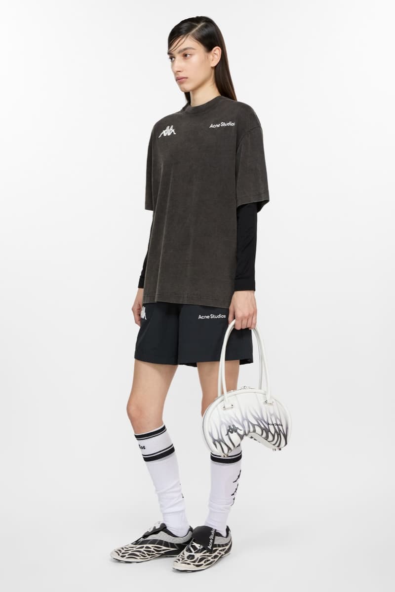 acne studios kappa football shirts retro sports shorts pink top caps models
