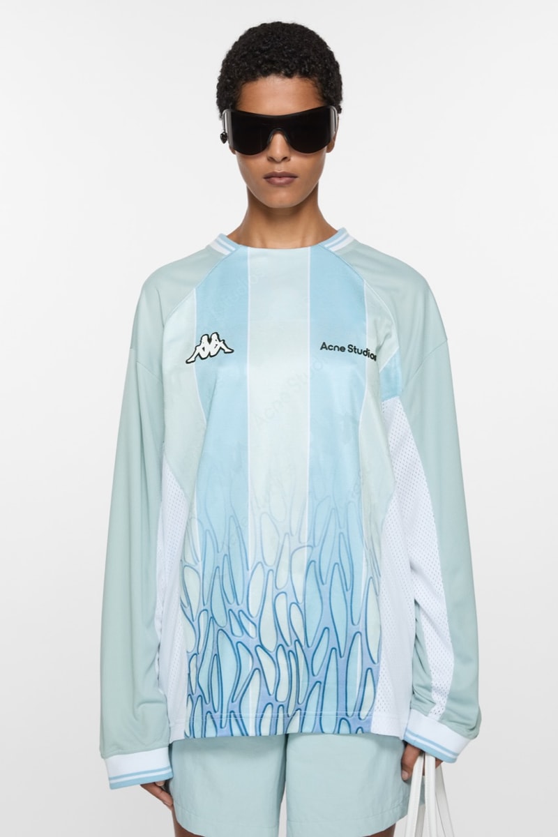 acne studios kappa football shirts retro sports shorts pink top caps models
