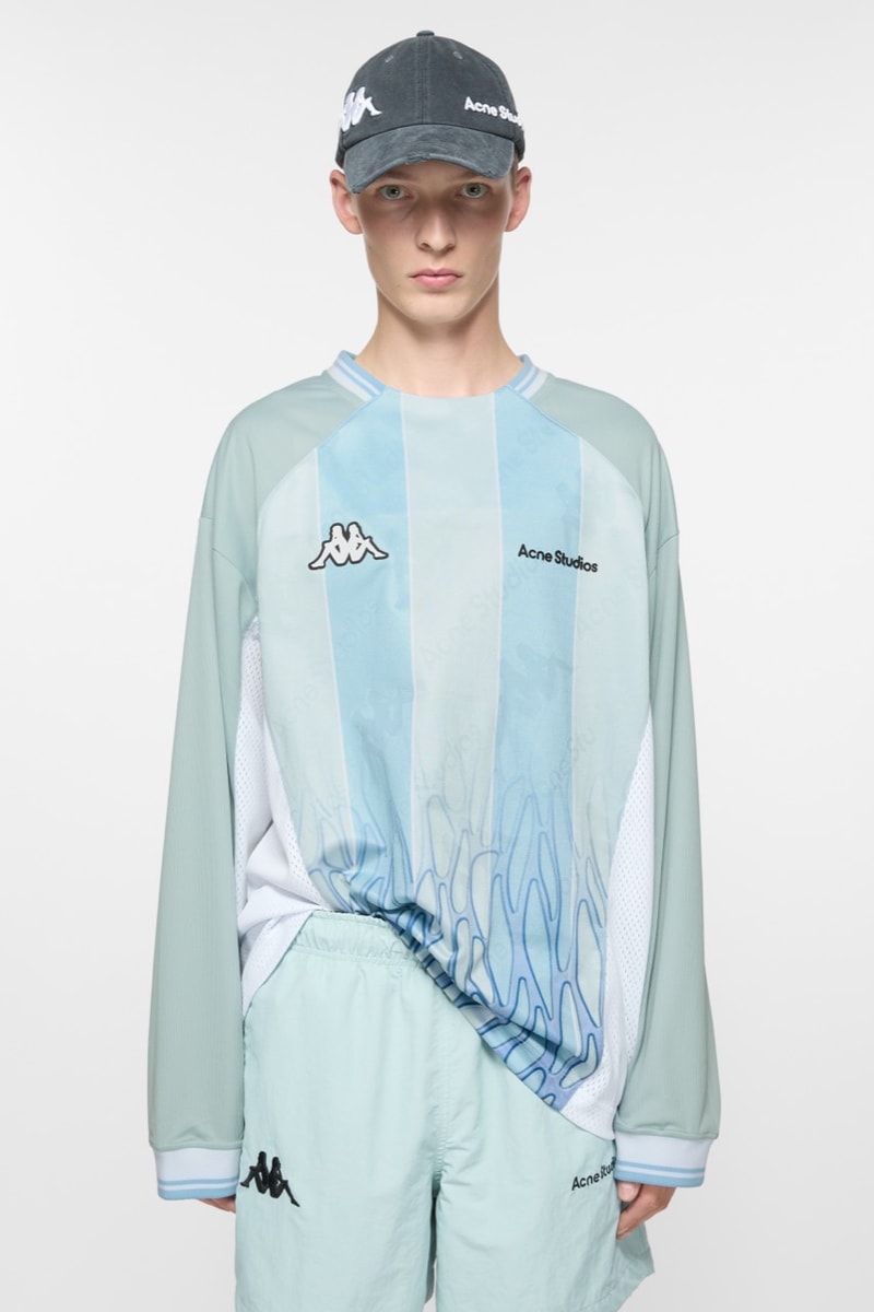 acne studios kappa football shirts retro sports shorts pink top caps models