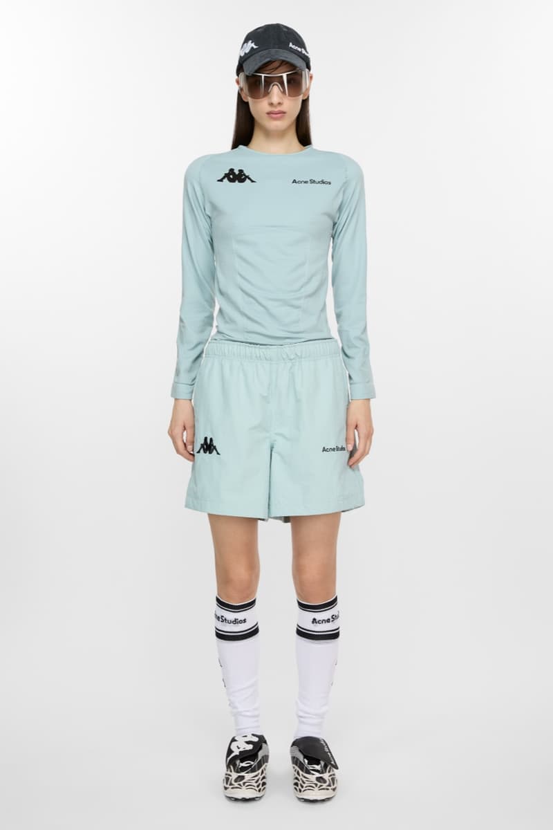 acne studios kappa football shirts retro sports shorts pink top caps models
