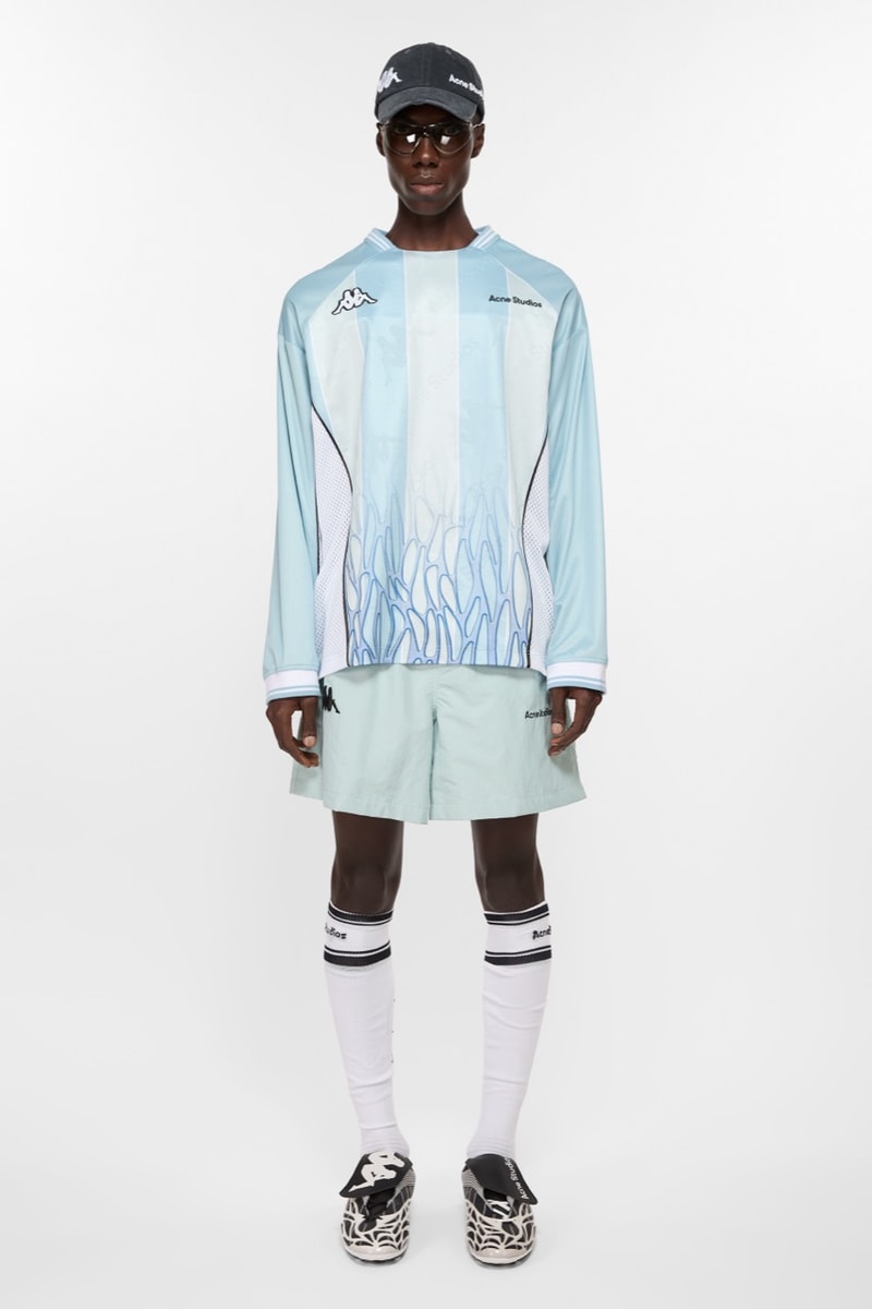 acne studios kappa football shirts retro sports shorts pink top caps models