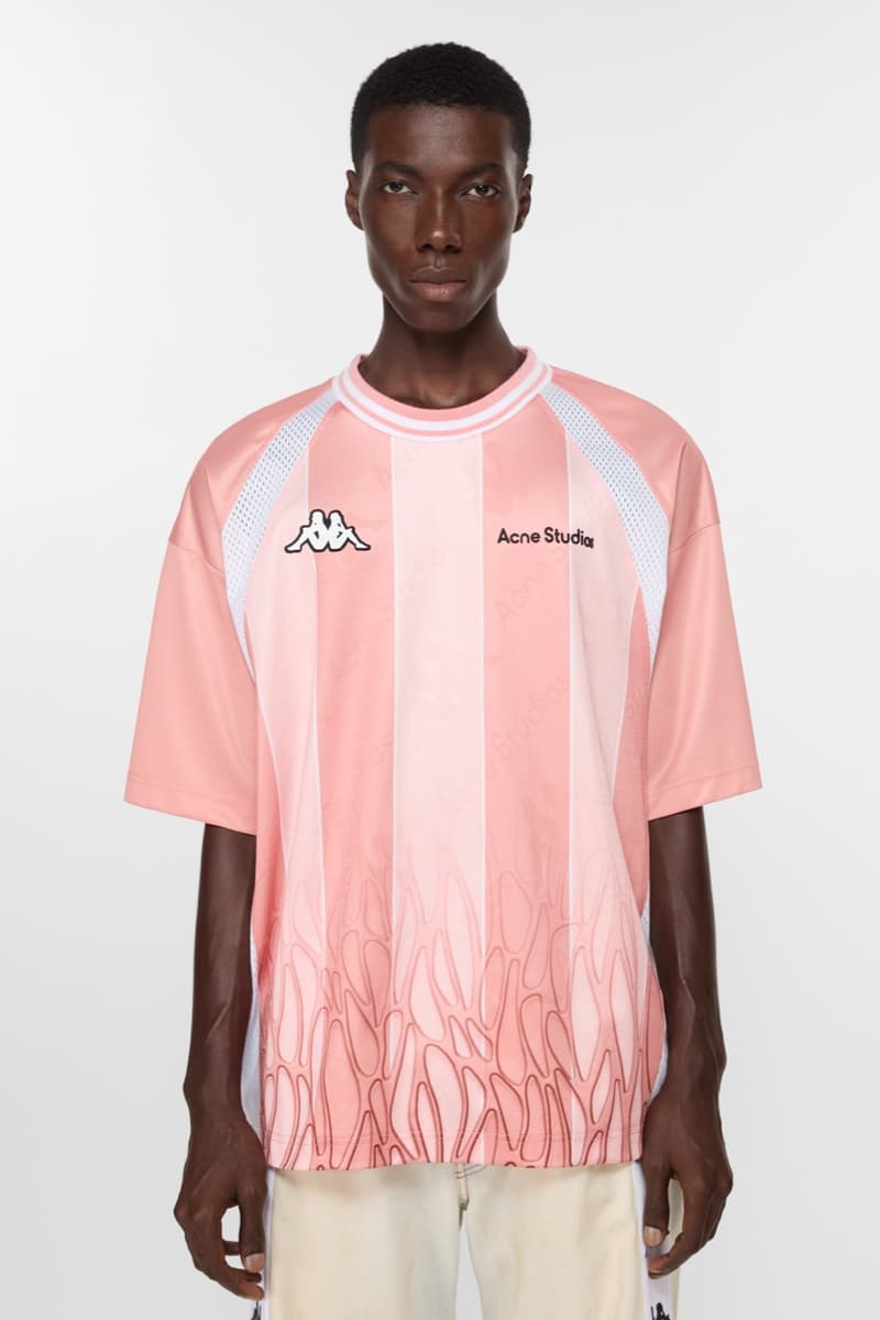 acne studios kappa football shirts retro sports shorts pink top caps models
