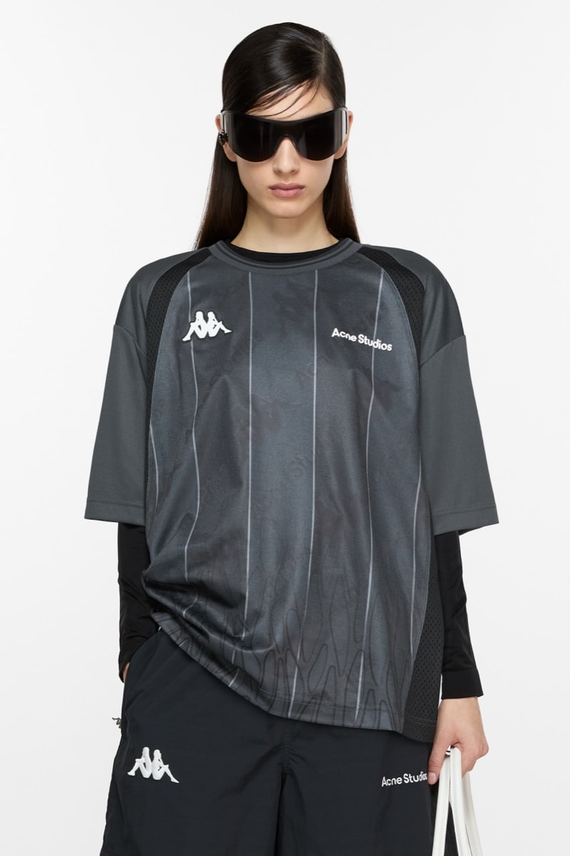 acne studios kappa football shirts retro sports shorts pink top caps models