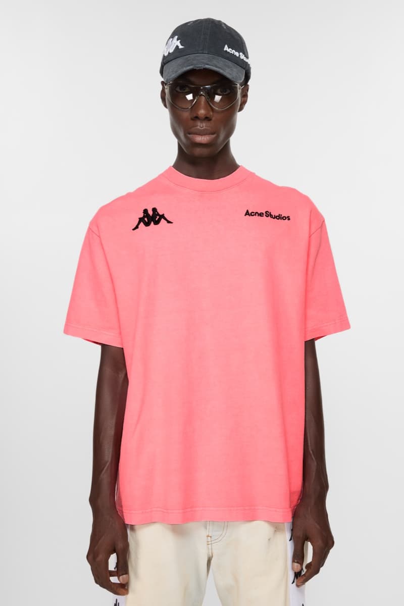 acne studios kappa football shirts retro sports shorts pink top caps models