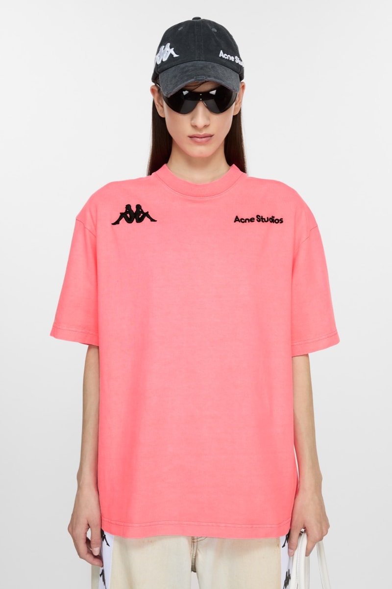 acne studios kappa football shirts retro sports shorts pink top caps models