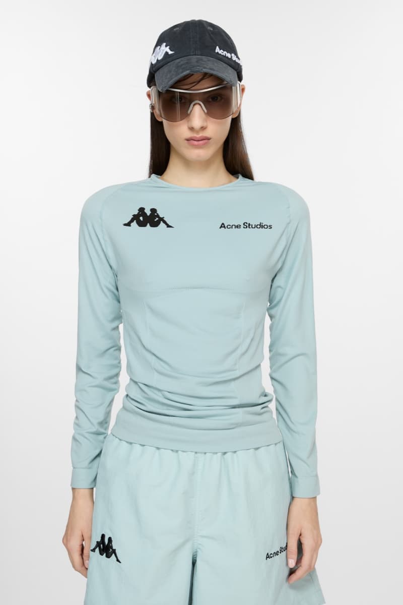 acne studios kappa football shirts retro sports shorts pink top caps models