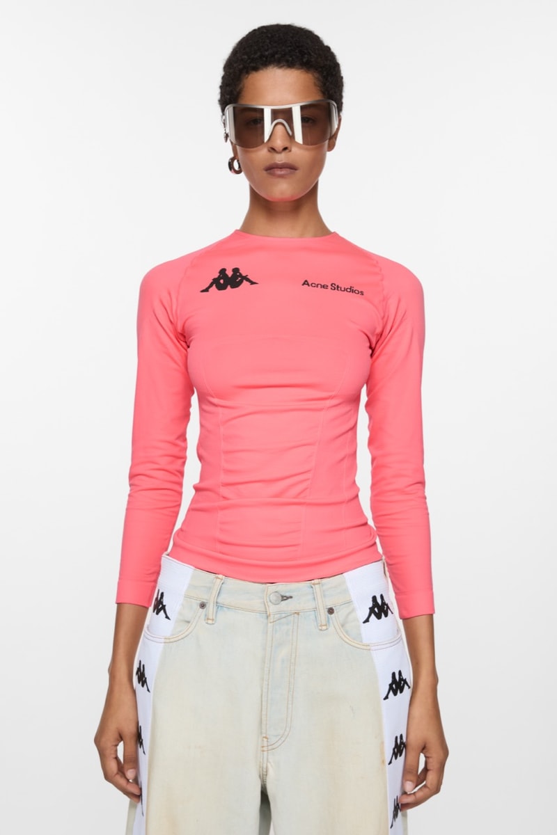 acne studios kappa football shirts retro sports shorts pink top caps models