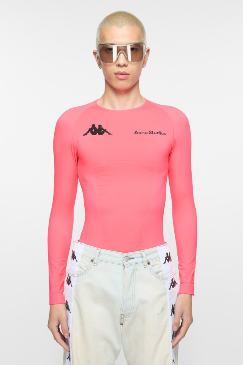 acne studios kappa football shirts retro sports shorts pink top caps models