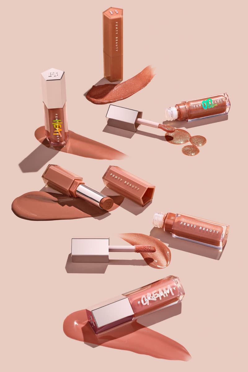 rihanna applying the new fenty beauty gloss bomb oil luminizing' lip oil N' gloss, makeup, lipstick