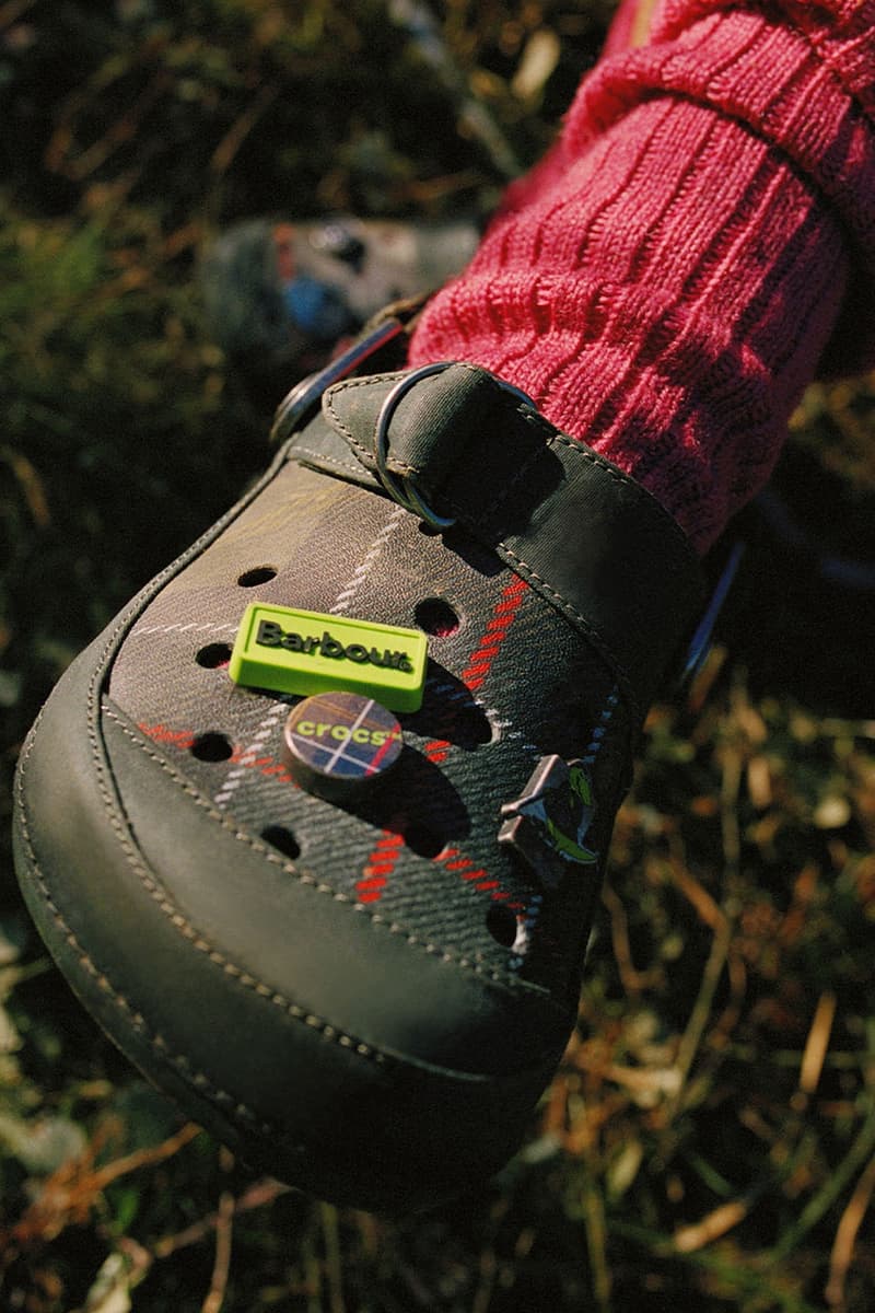 Barbour, Crocs, Wellington Boot, Clog, PVC, Tartan, Green, Red, Black, Jibbitz, Jacket