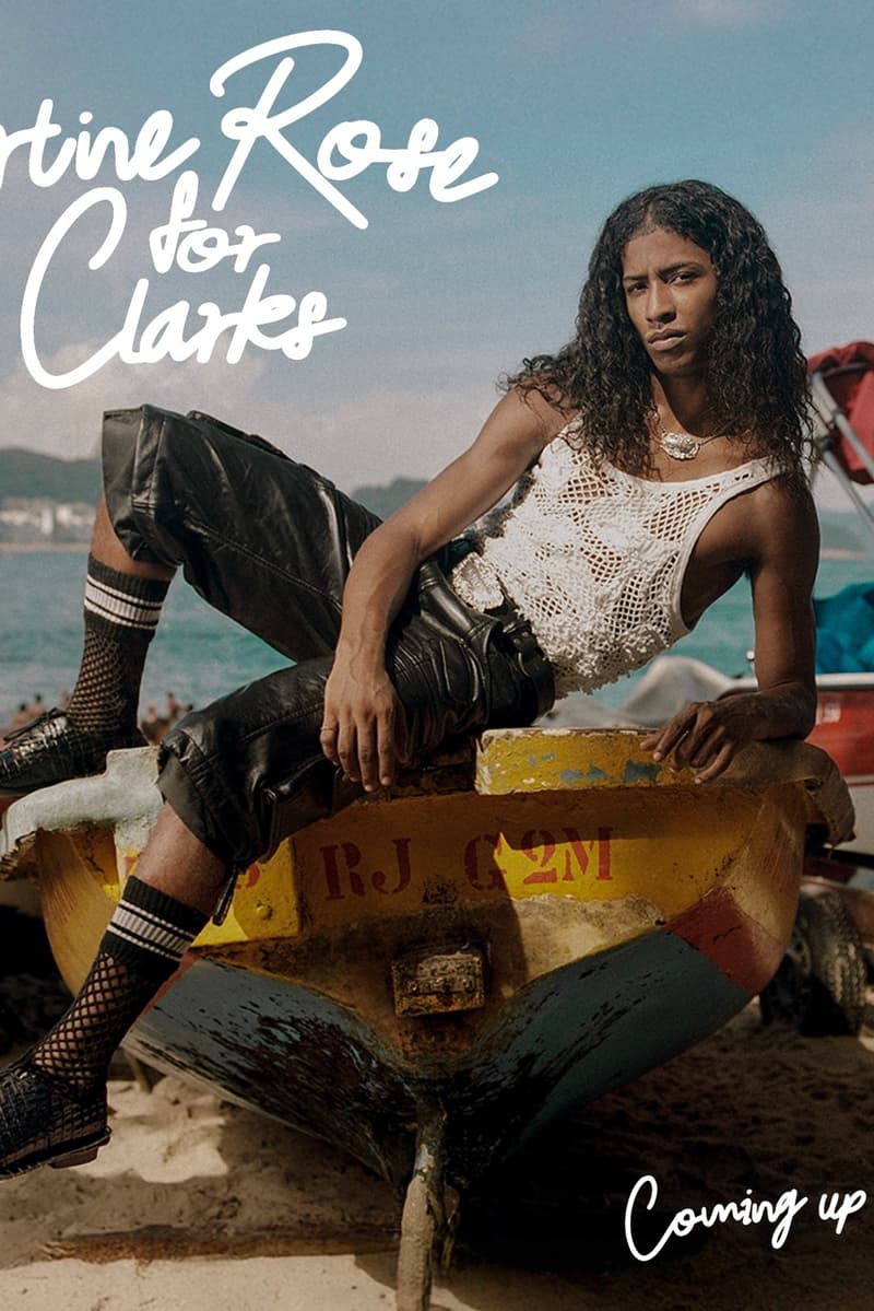 martine rose clarks campaign woman micro shorts pants heels loafers torhill shoe