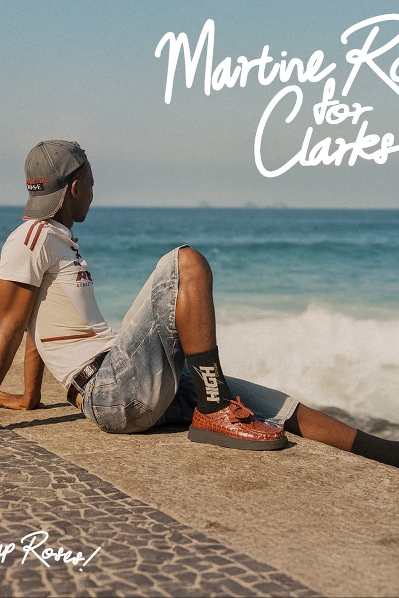 martine rose clarks campaign woman micro shorts pants heels loafers torhill shoe