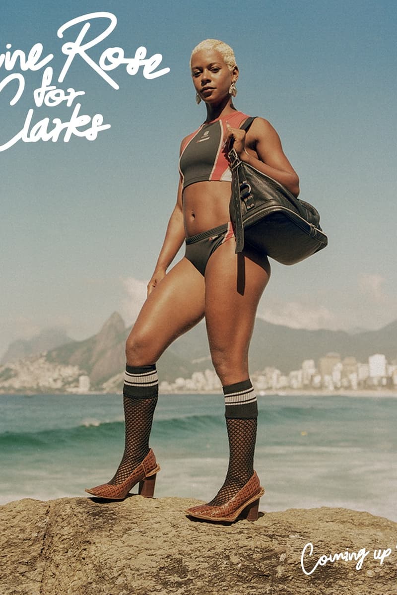 martine rose clarks campaign woman micro shorts pants heels loafers torhill shoe