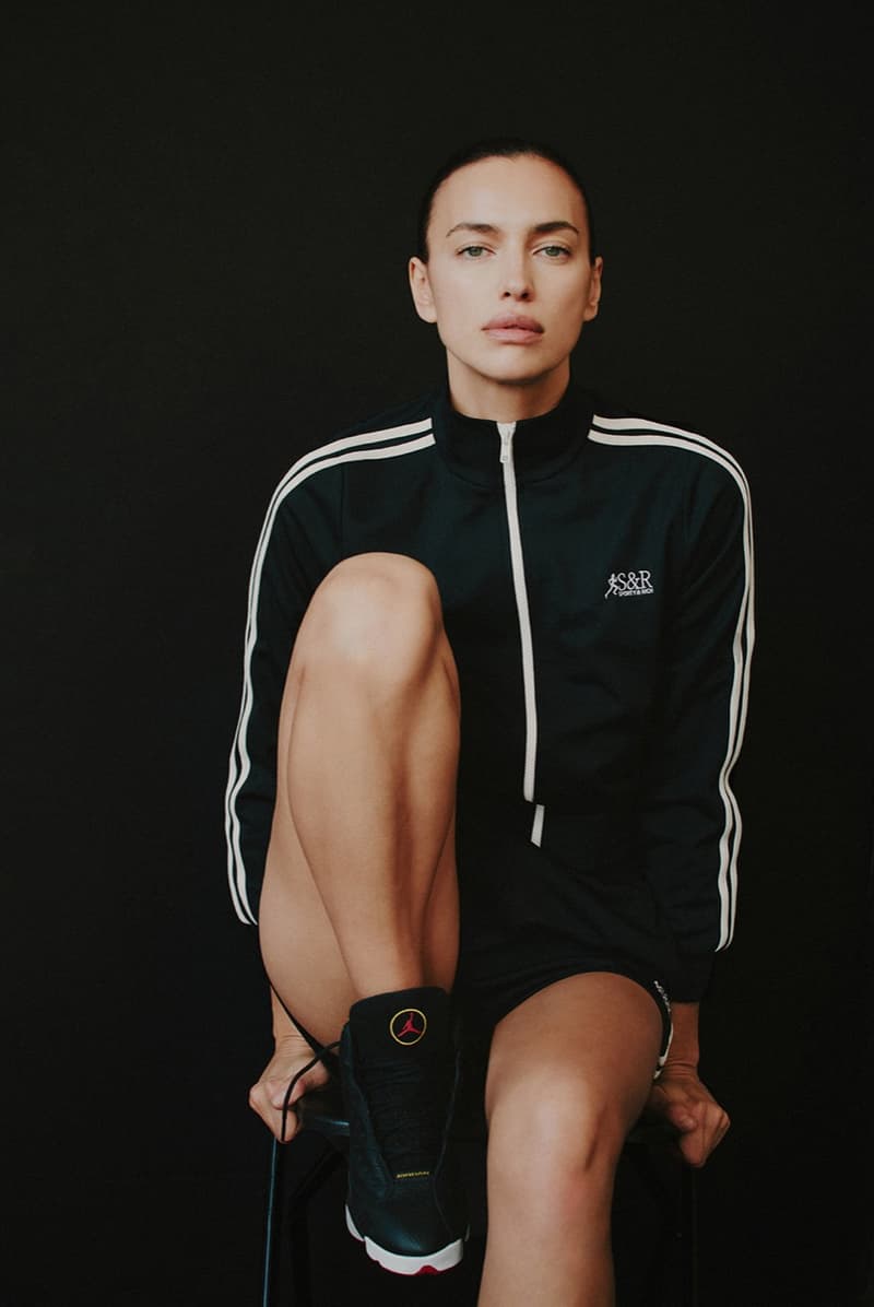 irina shayk supermodel sports collection jumpers striped shorts sneakers crop tops