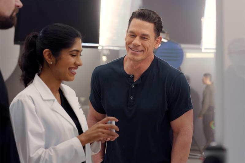 john cena laughing with a dermatologist, skincare, beauty, neutrogena campaign